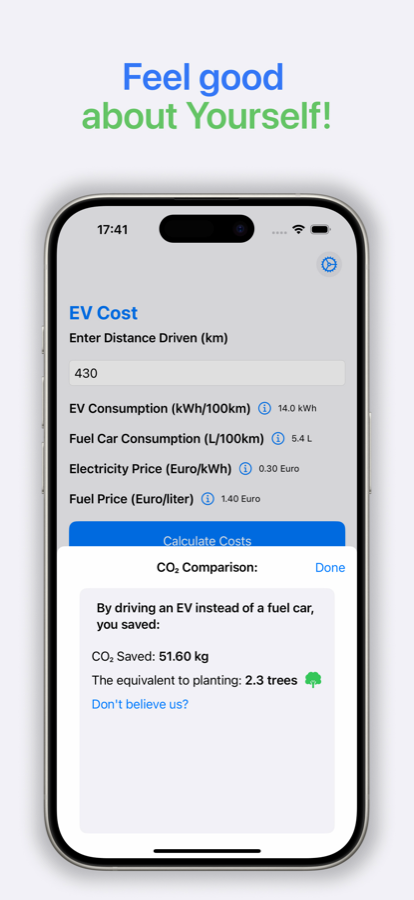 CO₂ savings shown as trees
